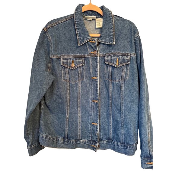 bill blass Jackets & Blazers - Bill Blass Womens Trucker Denim Jacket XL Blue Long Sleeve 90s Vintage